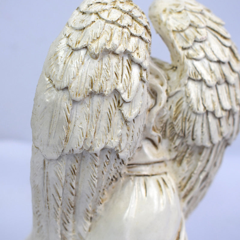 Resin Angel Shaped LED Lawn Lighting Artistic White Solar Stake Light for Backyard