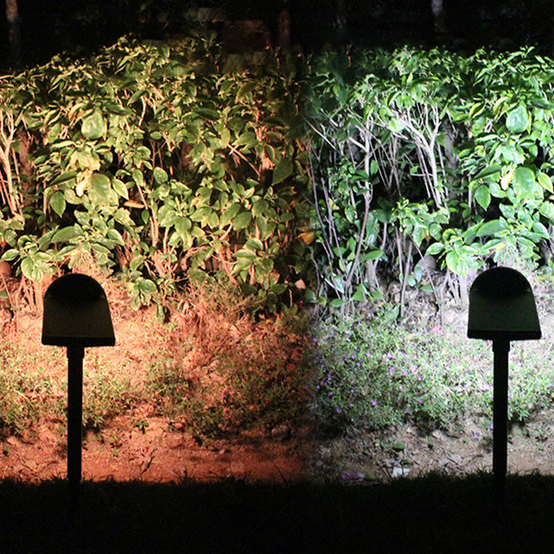 Round LED Lawn Lighting Simplicity Plastic Black Solar Stake Spotlight for Outdoor, 5 Pcs