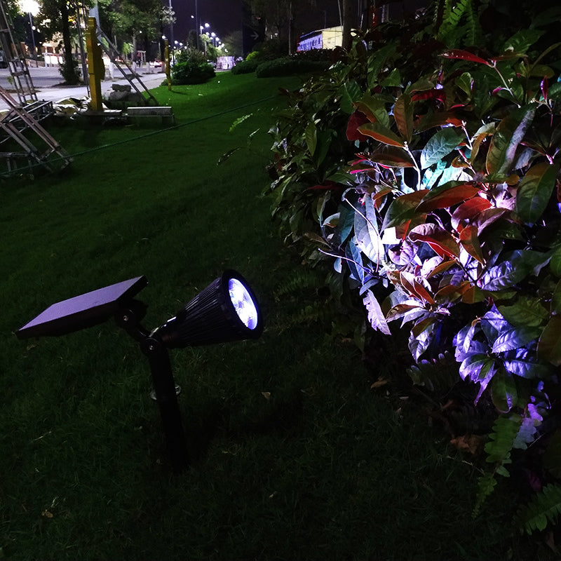 10 Pcs Conical Shape Courtyard LED Stake Spotlight Plastic Modern Solar Lawn Lighting in Black