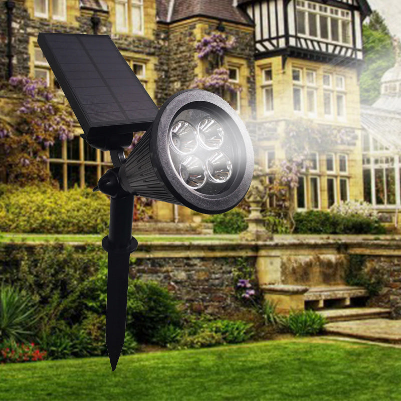 10 Pcs Conical Shape Courtyard LED Stake Spotlight Plastic Modern Solar Lawn Lighting in Black