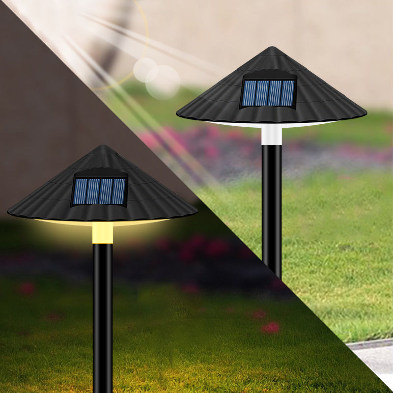Decorative Mushroom Shaped LED Lawn Light Plastic Courtyard Solar Landscape Lighting in Black, 5 Pcs