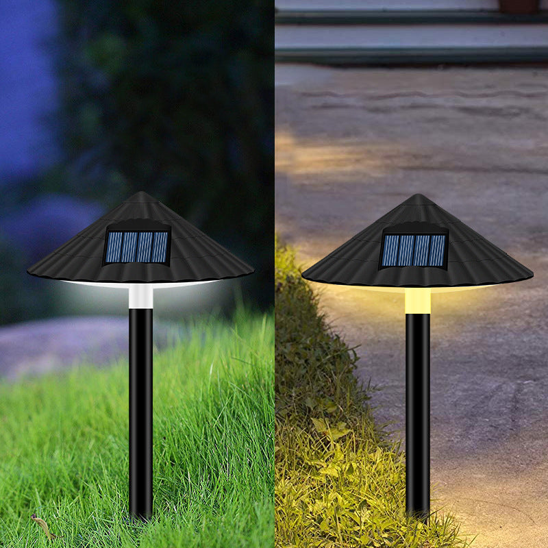 Decorative Mushroom Shaped LED Lawn Light Plastic Courtyard Solar Landscape Lighting in Black, 5 Pcs