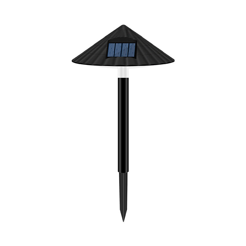 Decorative Mushroom Shaped LED Lawn Light Plastic Courtyard Solar Landscape Lighting in Black, 5 Pcs
