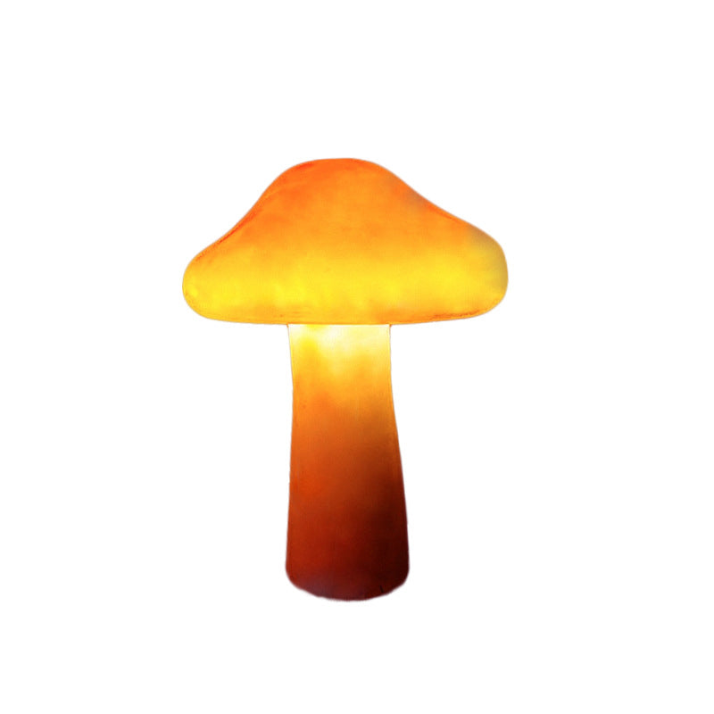 Resin Mushroom Shaped LED Lawn Lighting Artistic Yellow Stake Light for Courtyard