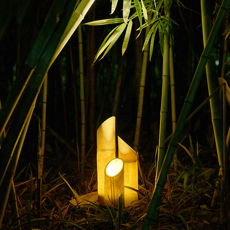 Bamboo Culm Shaped Resin LED Stake Light Modern Green Lawn Lighting for Courtyard