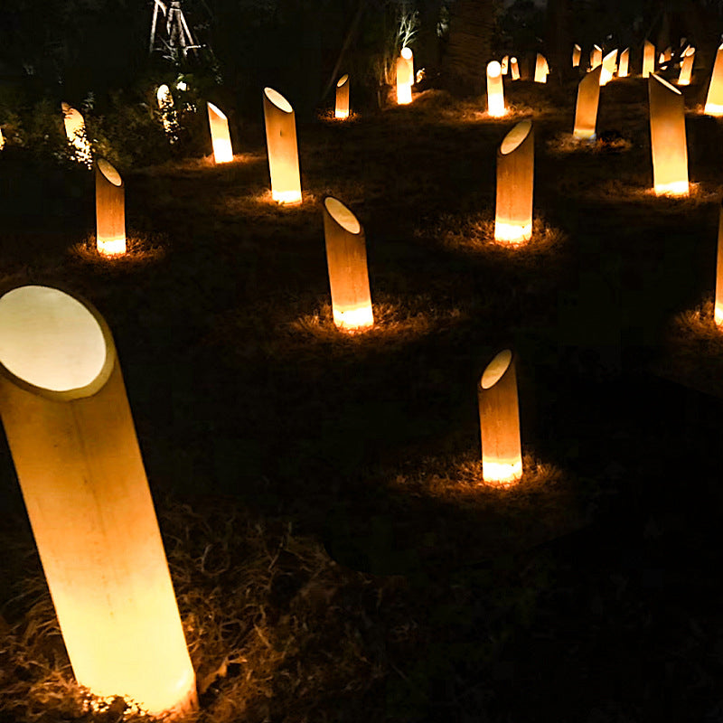 Bamboo Culm Shaped Resin LED Stake Light Modern Green Lawn Lighting for Courtyard