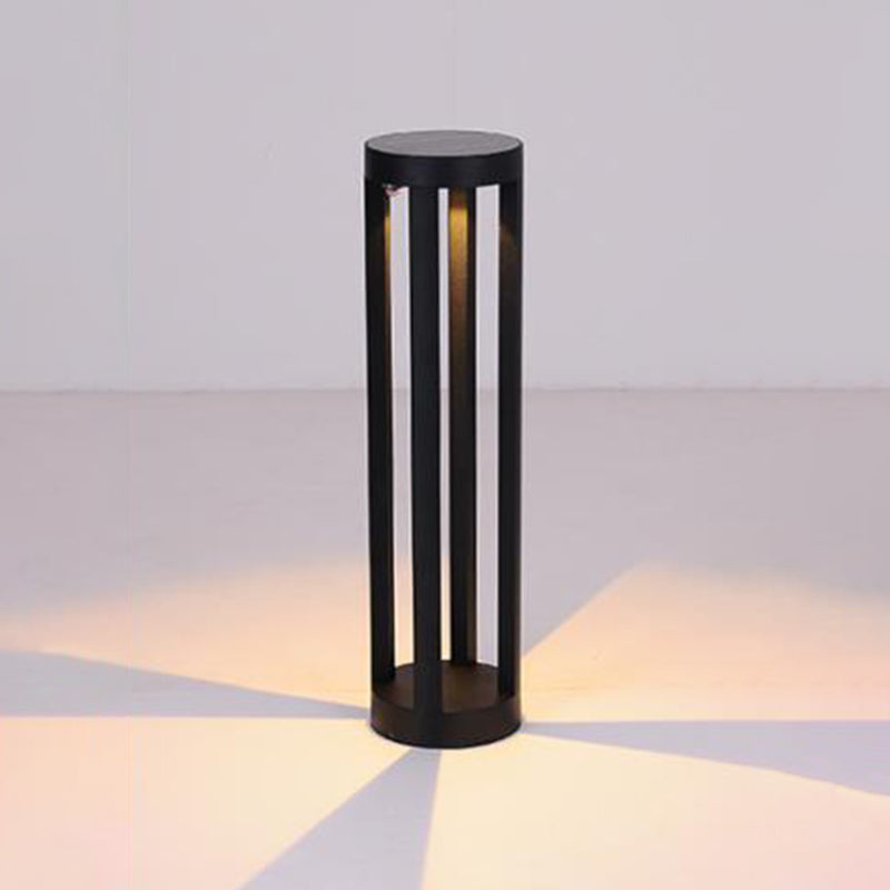 Open Shaped LED Lawn Light Modern Style Aluminum Outdoor Landscape Lighting in Black