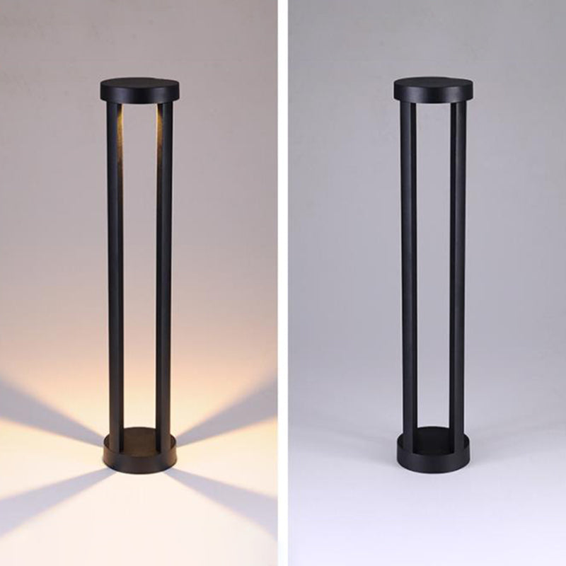 Open Shaped LED Lawn Light Modern Style Aluminum Outdoor Landscape Lighting in Black