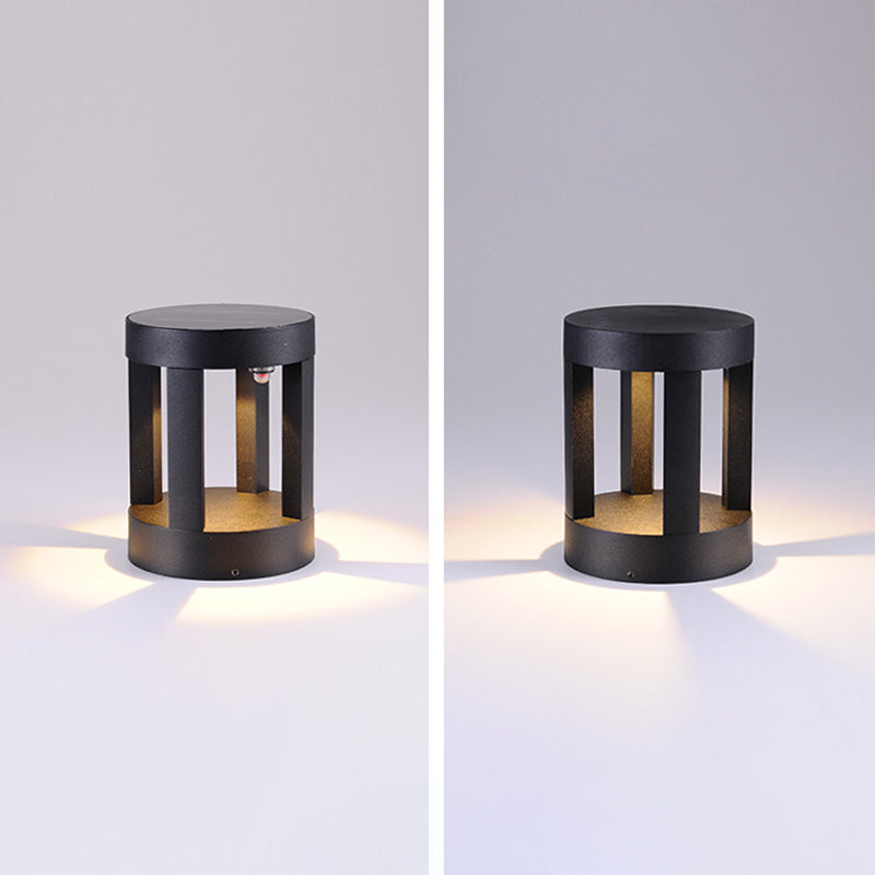 Open Shaped LED Lawn Light Modern Style Aluminum Outdoor Landscape Lighting in Black