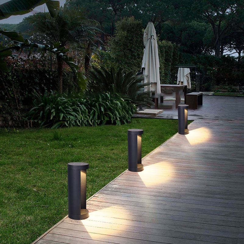 Aluminum Cylinder Shaped Ground Light Minimalism Black LED Path Lighting for Garden