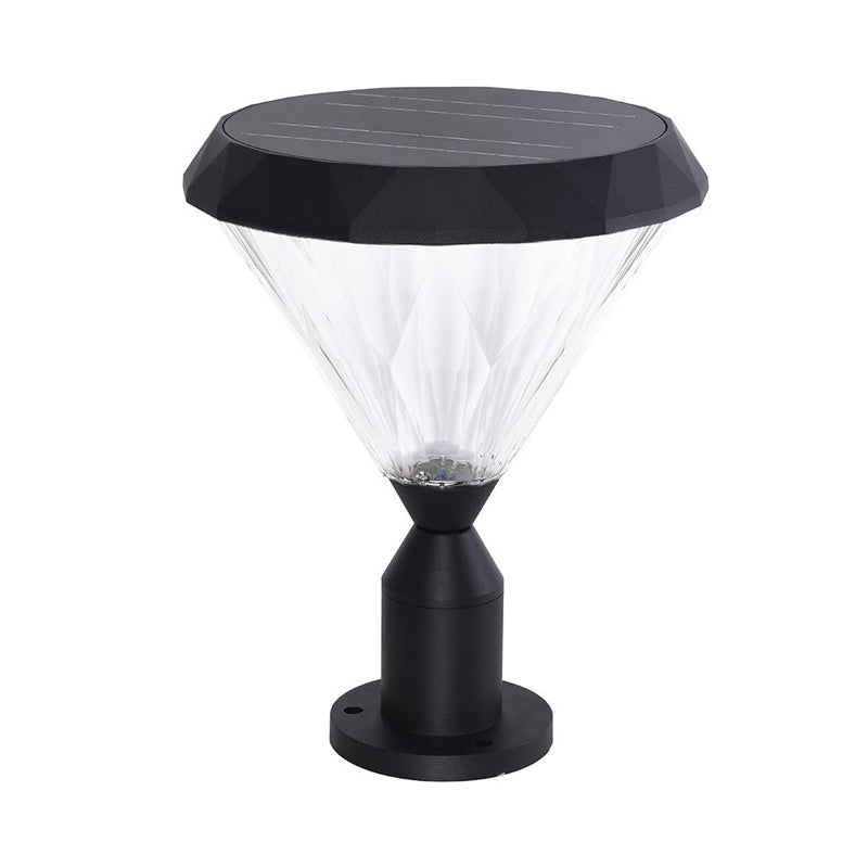 Conical Shade Courtyard Pier Mount Light Retro Acrylic 1 Bulb Black Post Lighting