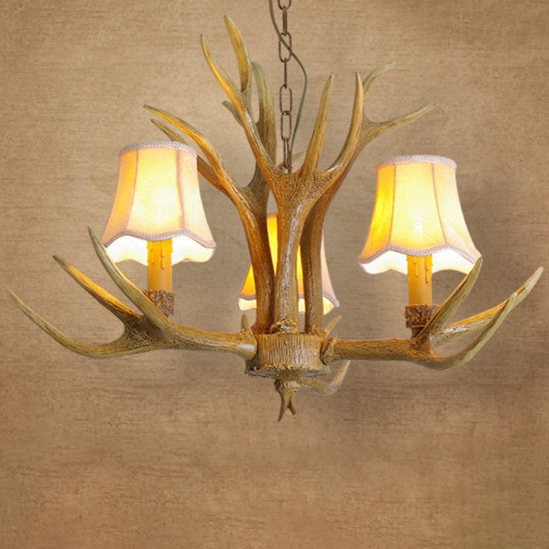 Classic Deer Horn Chandelier Pendant Light Resin Hanging Lighting for Living Room
