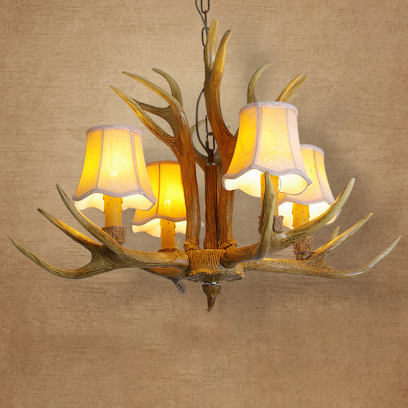 Classic Deer Horn Chandelier Pendant Light Resin Hanging Lighting for Living Room