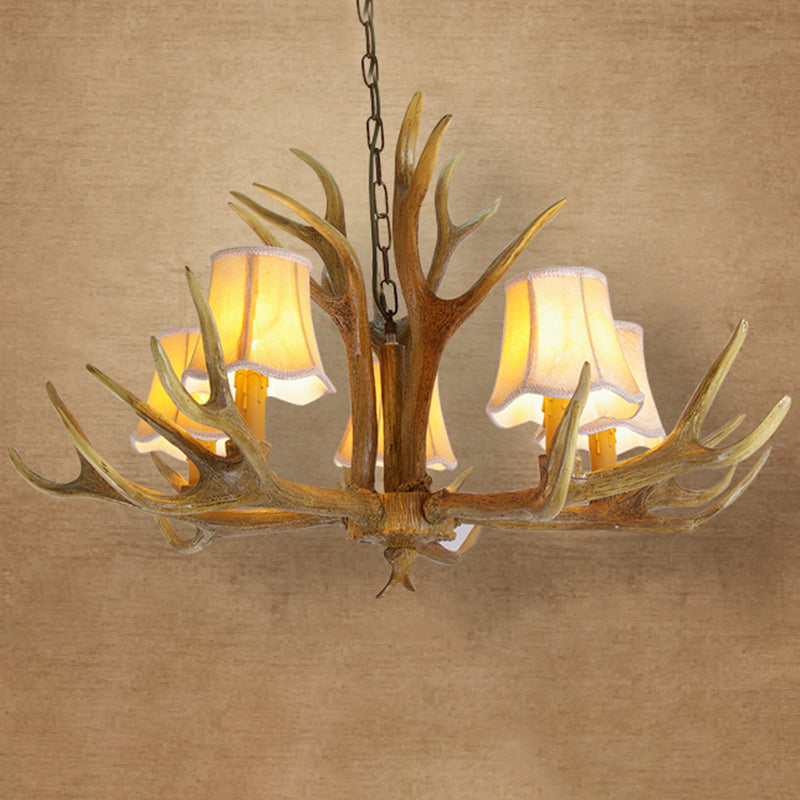 Classic Deer Horn Chandelier Pendant Light Resin Hanging Lighting for Living Room
