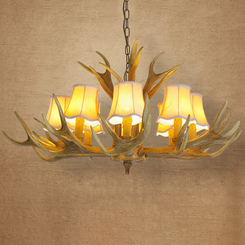Classic Deer Horn Chandelier Pendant Light Resin Hanging Lighting for Living Room