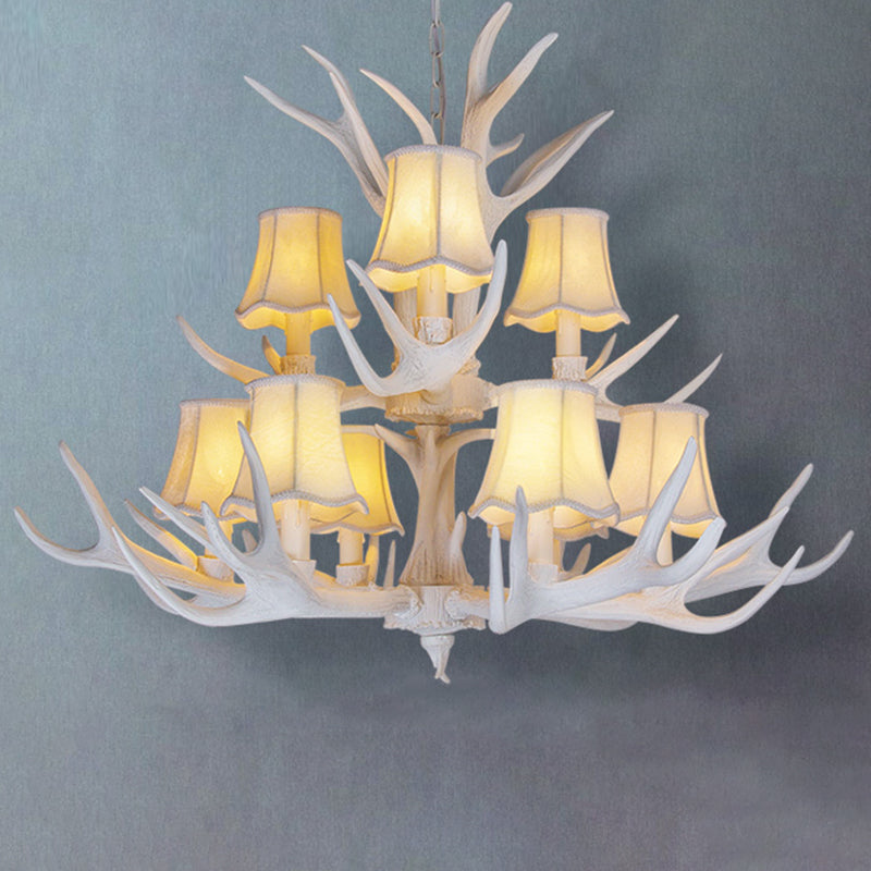 Classic Deer Horn Chandelier Pendant Light Resin Hanging Lighting for Living Room