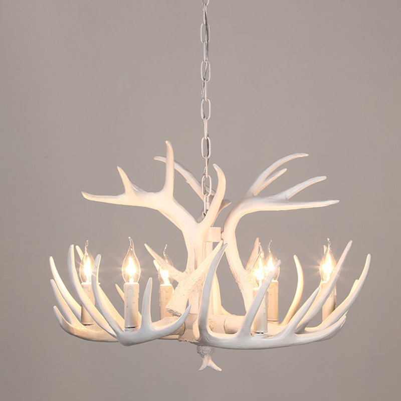 Resin Deer Horn Shaped Suspension Light Traditional Restaurant Chandelier Lighting