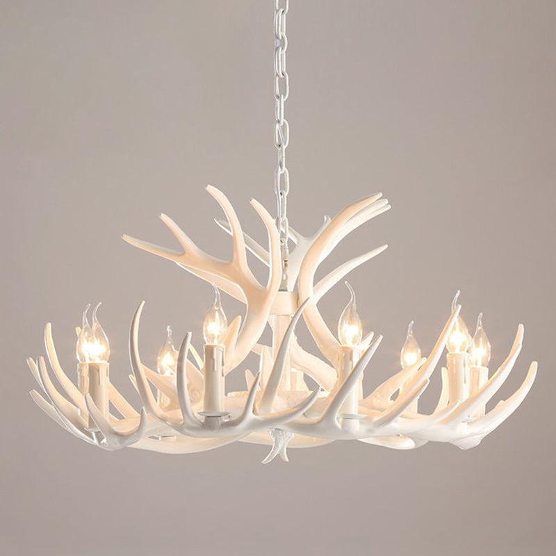Resin Deer Horn Shaped Suspension Light Traditional Restaurant Chandelier Lighting
