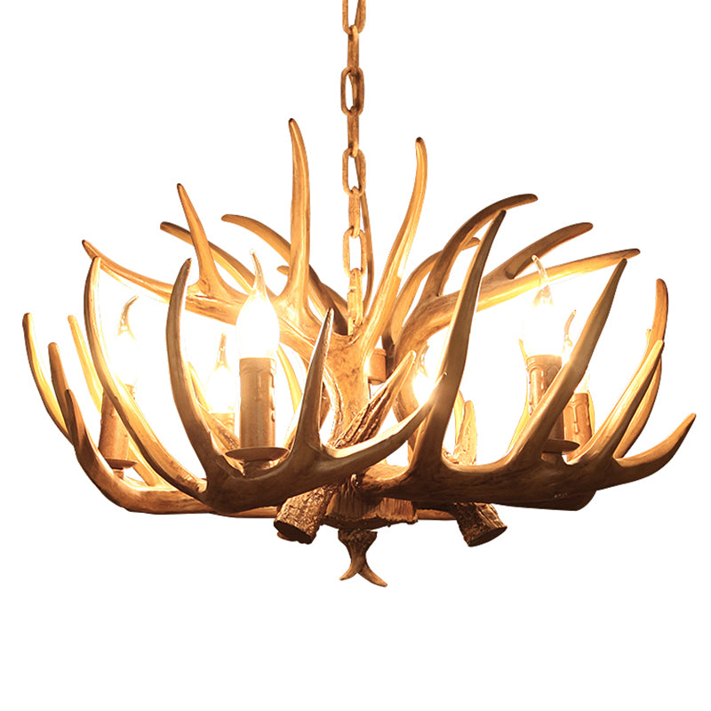 Vintage Antler Shaped Chandelier Light Fixture Resin Pendant Light for Restaurant