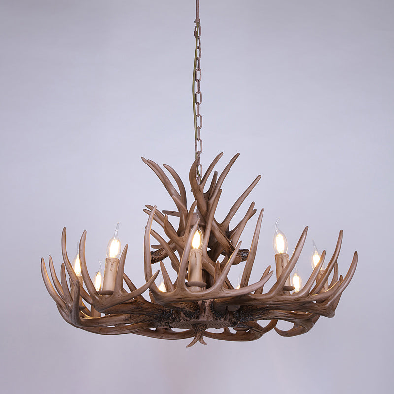 Vintage Antler Shaped Chandelier Light Fixture Resin Pendant Light for Restaurant