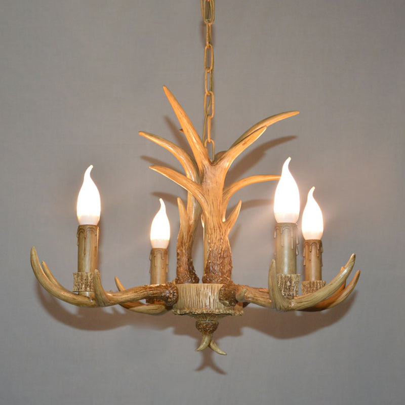 Retro Deer Horn Shaped Chandelier Light Resin Pendant Light Fixture for Restaurant