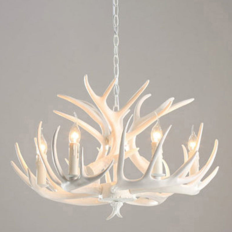 Deer Horn Shape Resin Suspension Light Rustic Dining Room Chandelier Light Fixture
