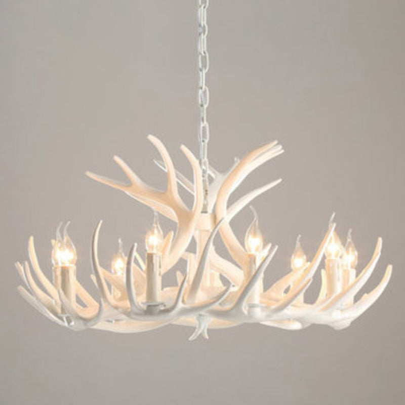 Deer Horn Shape Resin Suspension Light Rustic Dining Room Chandelier Light Fixture