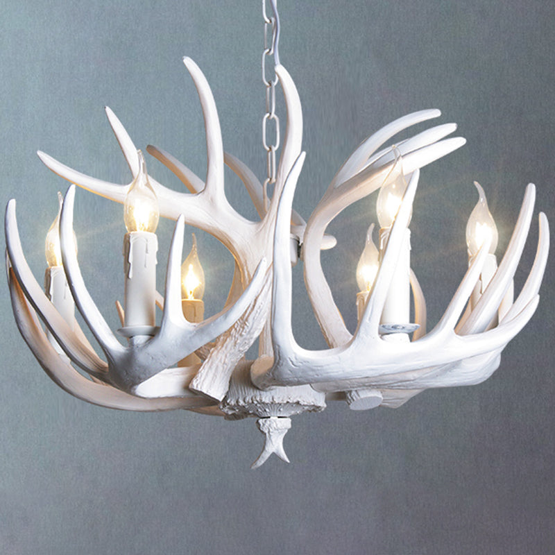 Resin Antler Shaped Suspension Lighting Rustic Living Room Chandelier Light Fixture