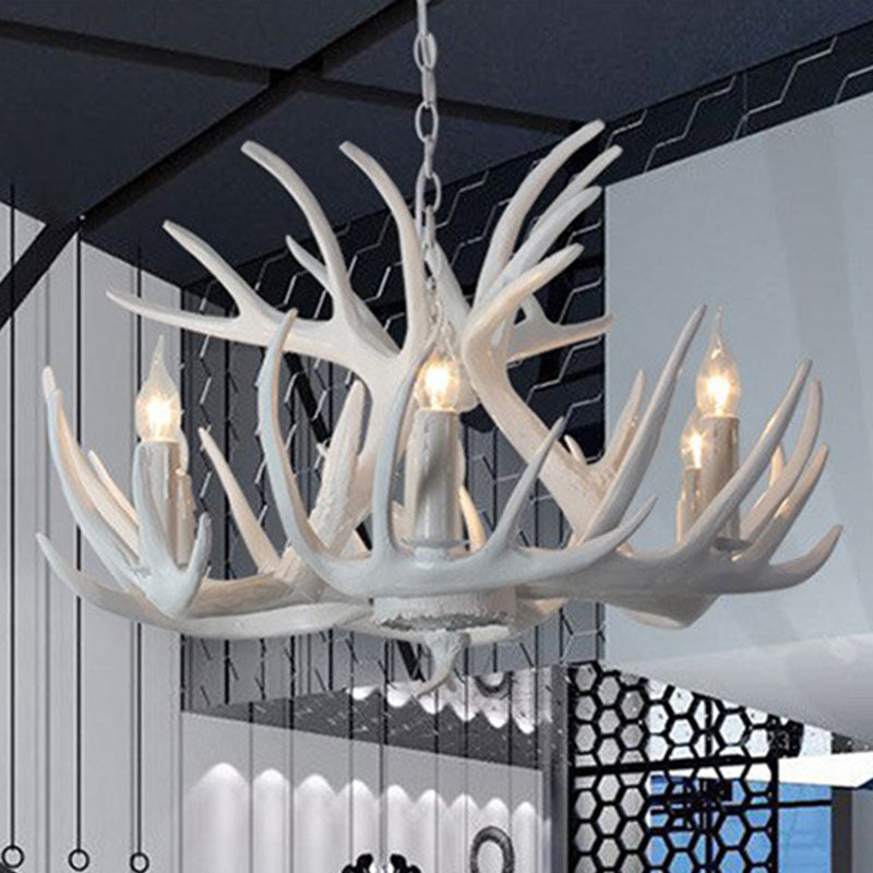Antler Shaped Dining Room Chandelier Lighting Classic Resin White Pendant Light Fixture