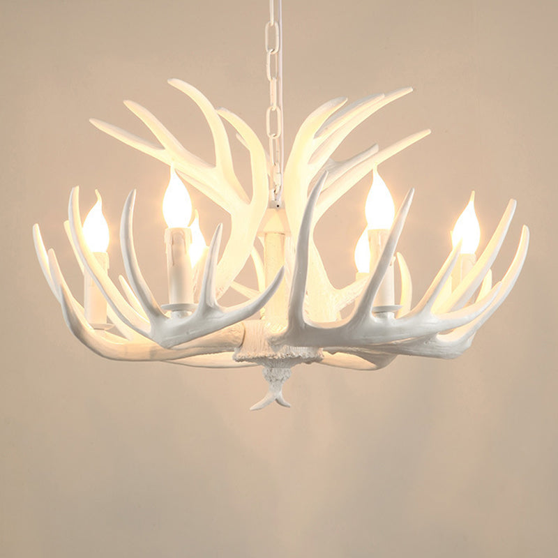 Antler Shaped Dining Room Chandelier Lighting Classic Resin White Pendant Light Fixture