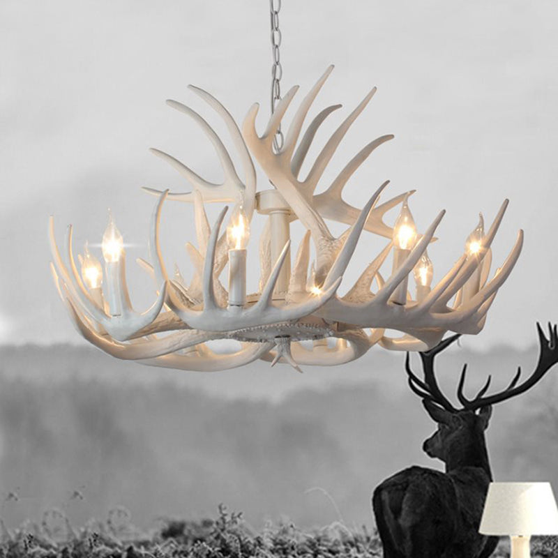 Antler Shaped Dining Room Chandelier Lighting Classic Resin White Pendant Light Fixture