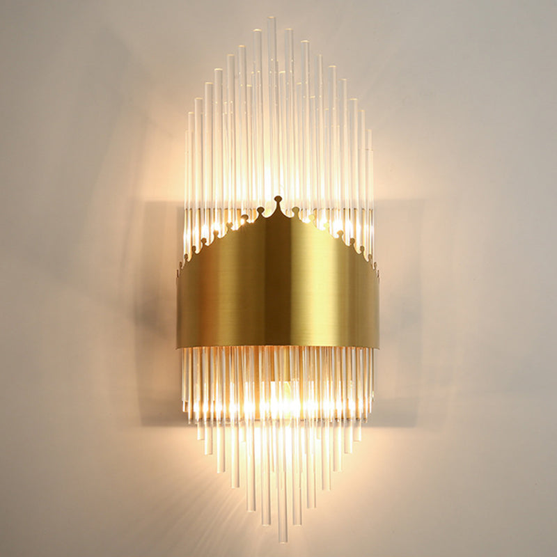 Schattierte Wandleuchten leicht Einfachheit Kristallstange 2 Lampen Wohnzimmer Wandmontage Licht in Gold