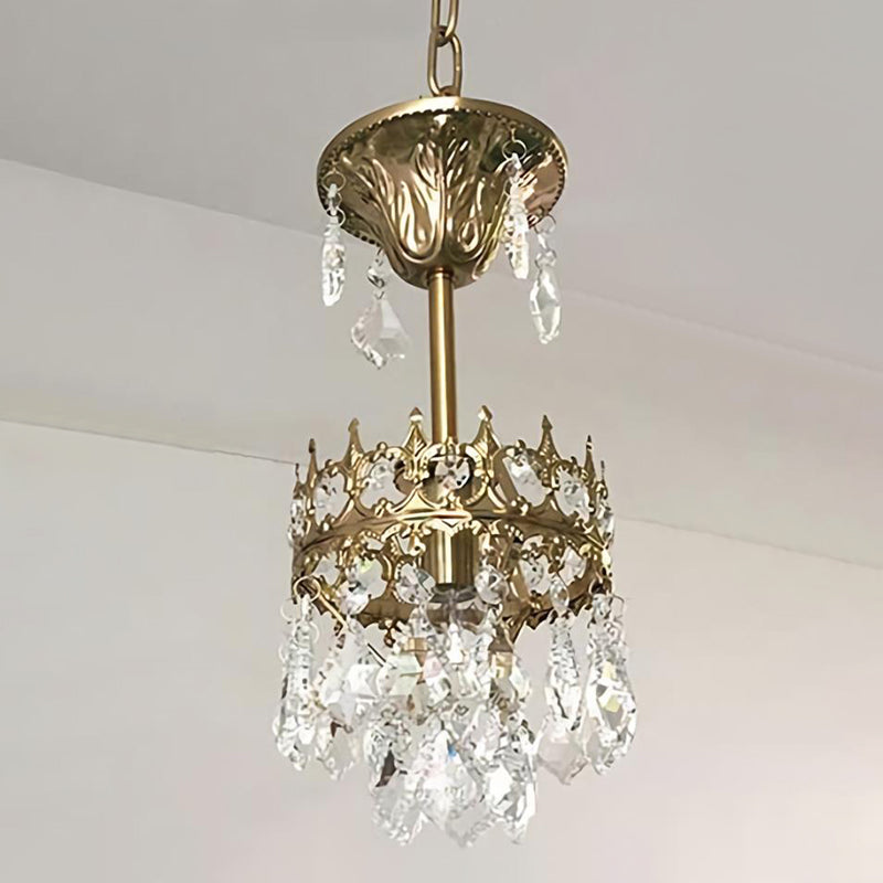 Éclairage mural en forme de couronne Modern Metallic Single-bulb Living Murn Lighting Murning with Crystal Drop