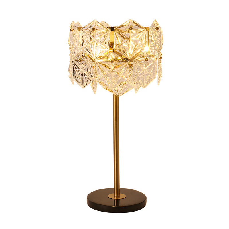 Gold Snowflake Shaped Table Lamp Simplicity 6 Bulbs K9 Crystal Night Table Light for Bedroom