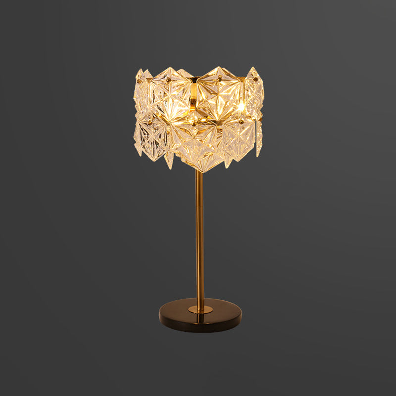 Gold Snowflake Shaped Table Lamp Simplicity 6 Bulbs K9 Crystal Night Table Light for Bedroom