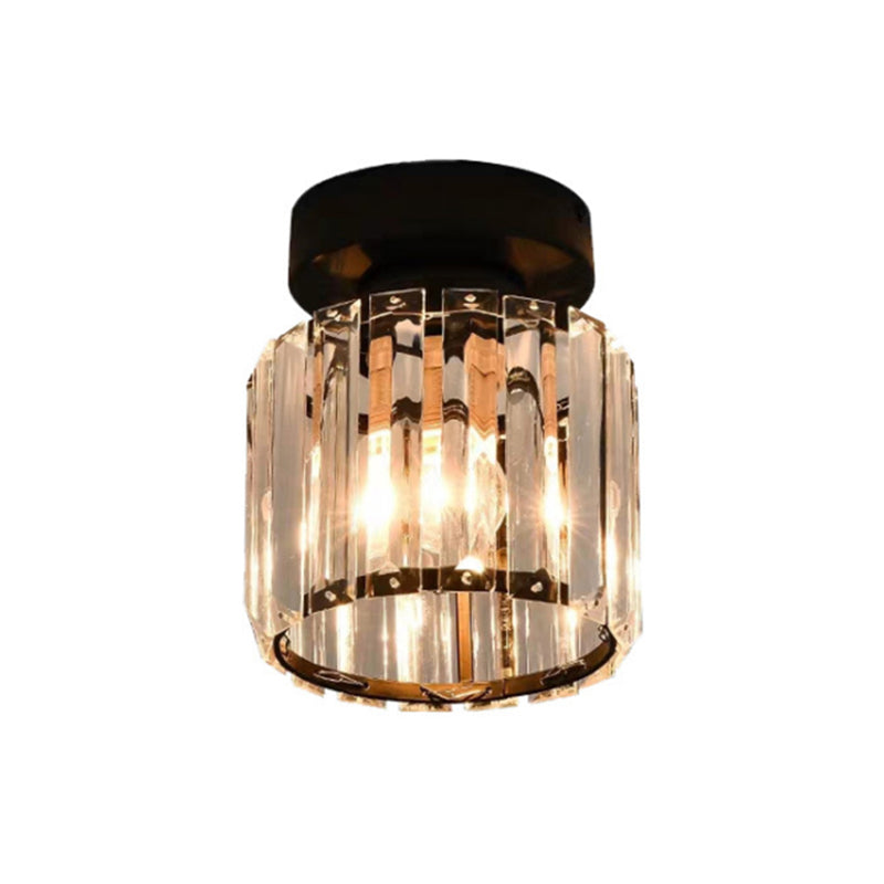 Eigentijdse geometrische inbouwplafondlamp Tri-Prism Crystal 1-lichts inbouwverlichting in de hal in zwart