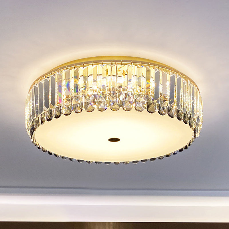 Plafonnier LED rond en cristal K9, luminaire artistique de plafond doré pour le salon