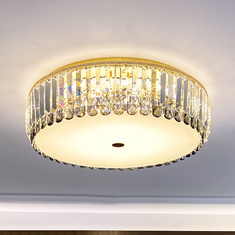 Plafonnier LED rond en cristal K9, luminaire artistique de plafond doré pour le salon