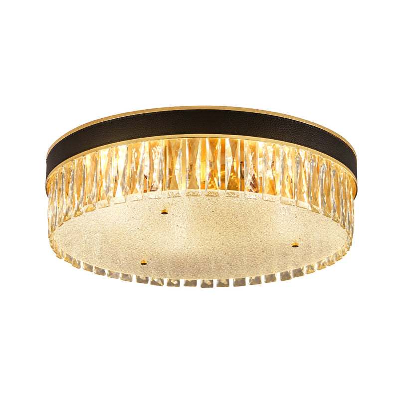 Tambour en forme de tambour Crystal Flush Mount Lighting Minimalist Black Flush Mount Fixture