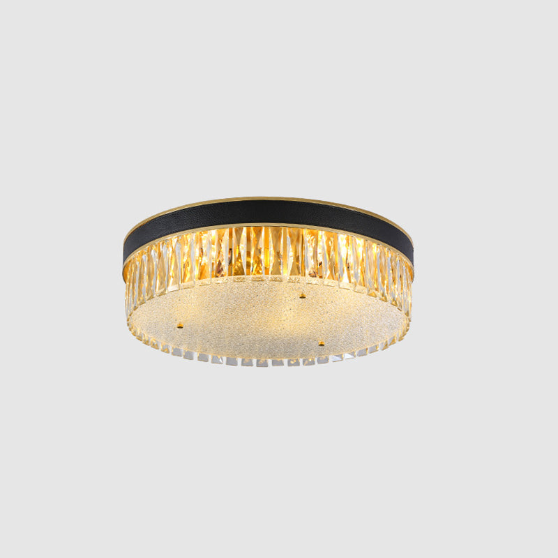 Tambour en forme de tambour Crystal Flush Mount Lighting Minimalist Black Flush Mount Fixture