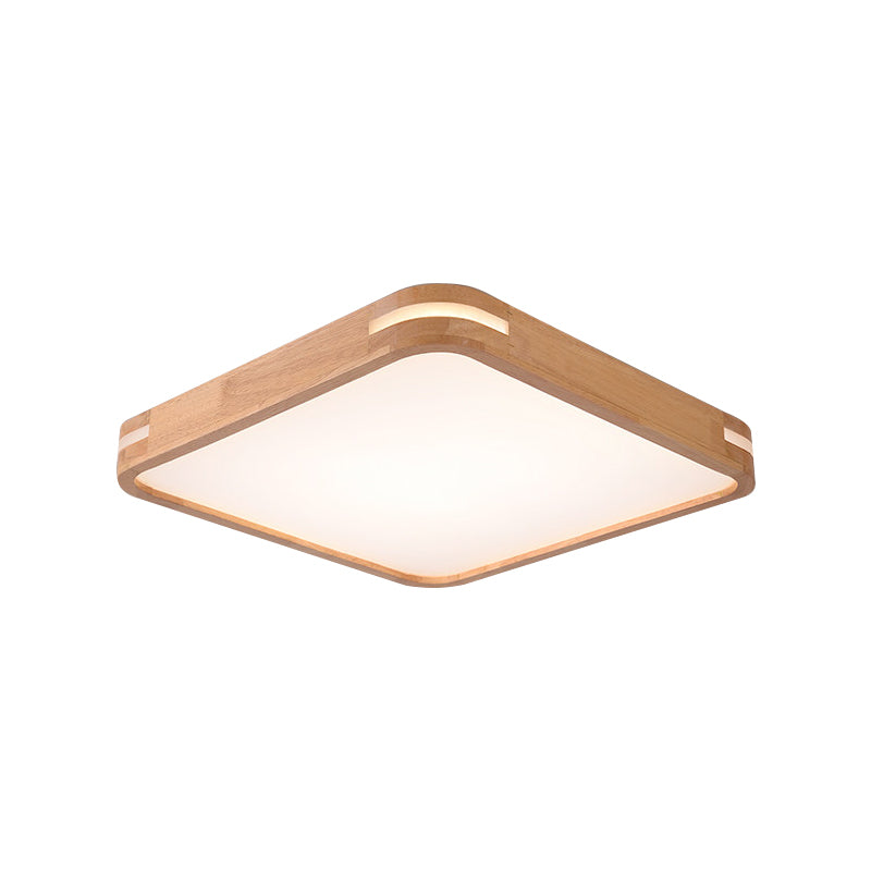 Vierkant plafondgemonteerd licht modernisme houtbeige LED-inbouwlamp in wit/warm/natuurlijk licht, 12"/16"/19,5"/23,5" breed
