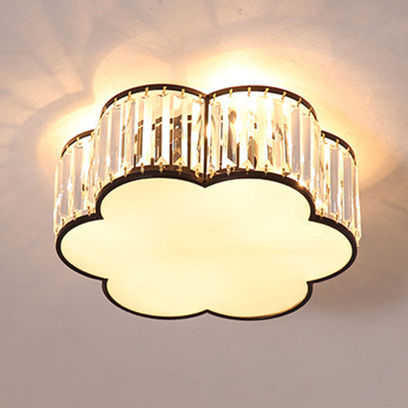 Floral Flush Mount Light Simplicity Clear Crystal Living Room Flush Mount Ceiling Light