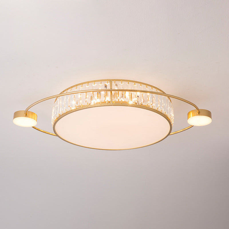 Plafonnier LED rond en cristal clair, plafonnier artistique pour couloir