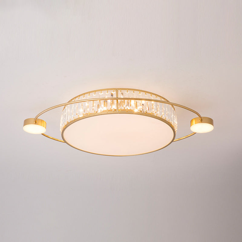 Plafonnier LED rond en cristal clair, plafonnier artistique pour couloir