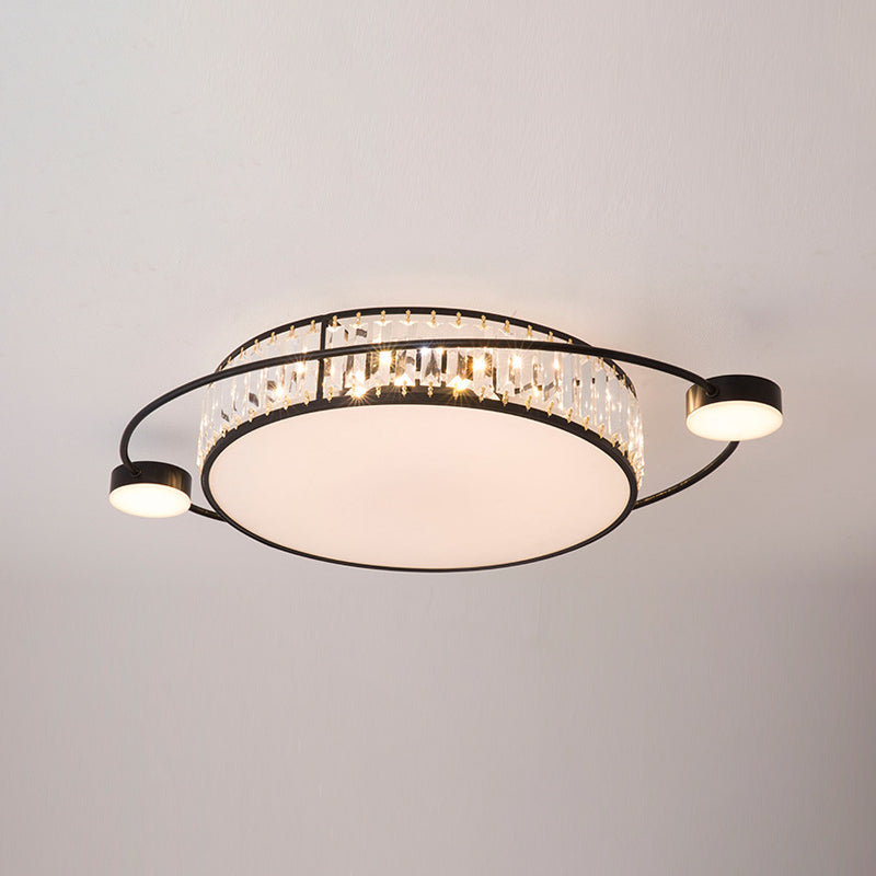 Plafonnier LED rond en cristal clair, plafonnier artistique pour couloir