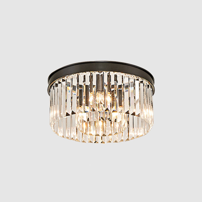 Round Shaped Living Room Flush Mount Prismatic Crystal Modern Flushmount Ceiling Light