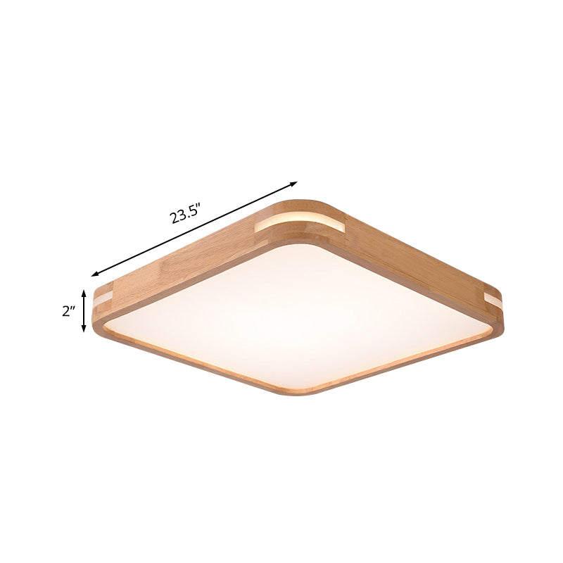 Vierkant plafondgemonteerd licht modernisme houtbeige LED-inbouwlamp in wit/warm/natuurlijk licht, 12"/16"/19,5"/23,5" breed