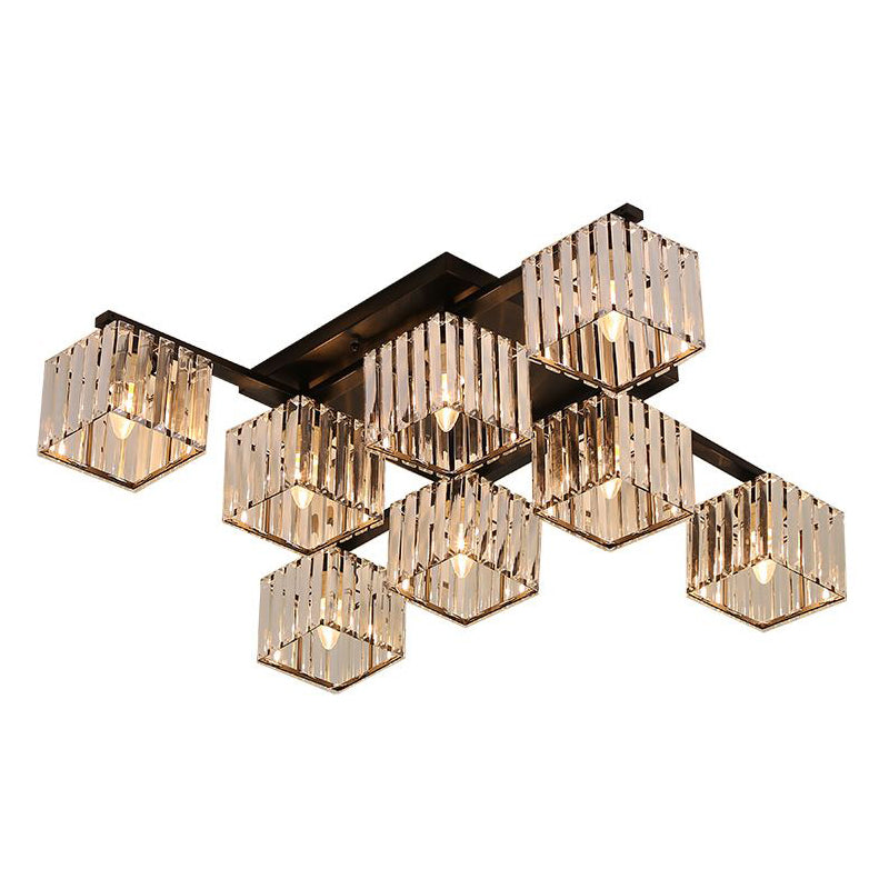 Cube Living Room Flush Mount Light Clear Crystal 8 Bulbi Simplicity Flush Mount Ceiling Light