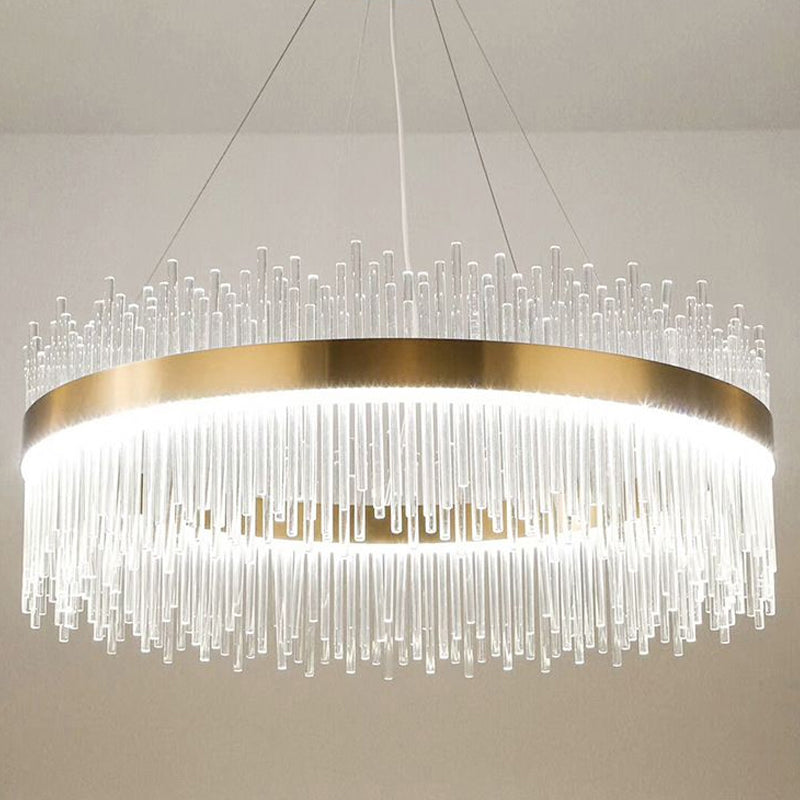 Ring Tri-Prism Crystal Crystal Light Simplicity Gold LED Isola Isola Luce per soggiorno