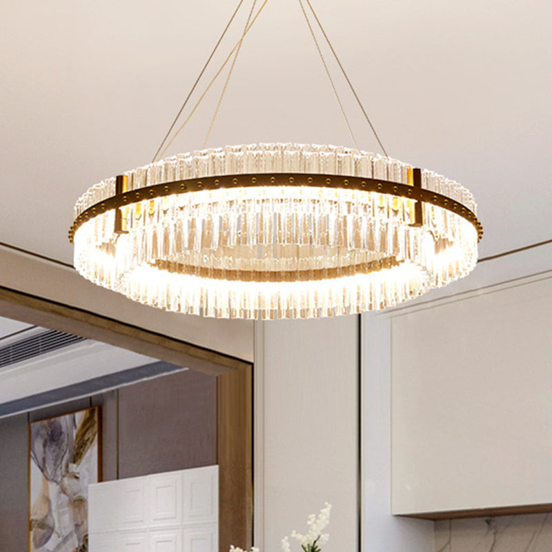 Loop Clear Crystal Chandelier Lighting Minimalist Gold LED Pendant Light for Living Room